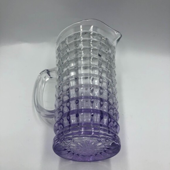 Purple and Clear Textured Glass Pitcher Ombre Unique - Picture 4 of 13